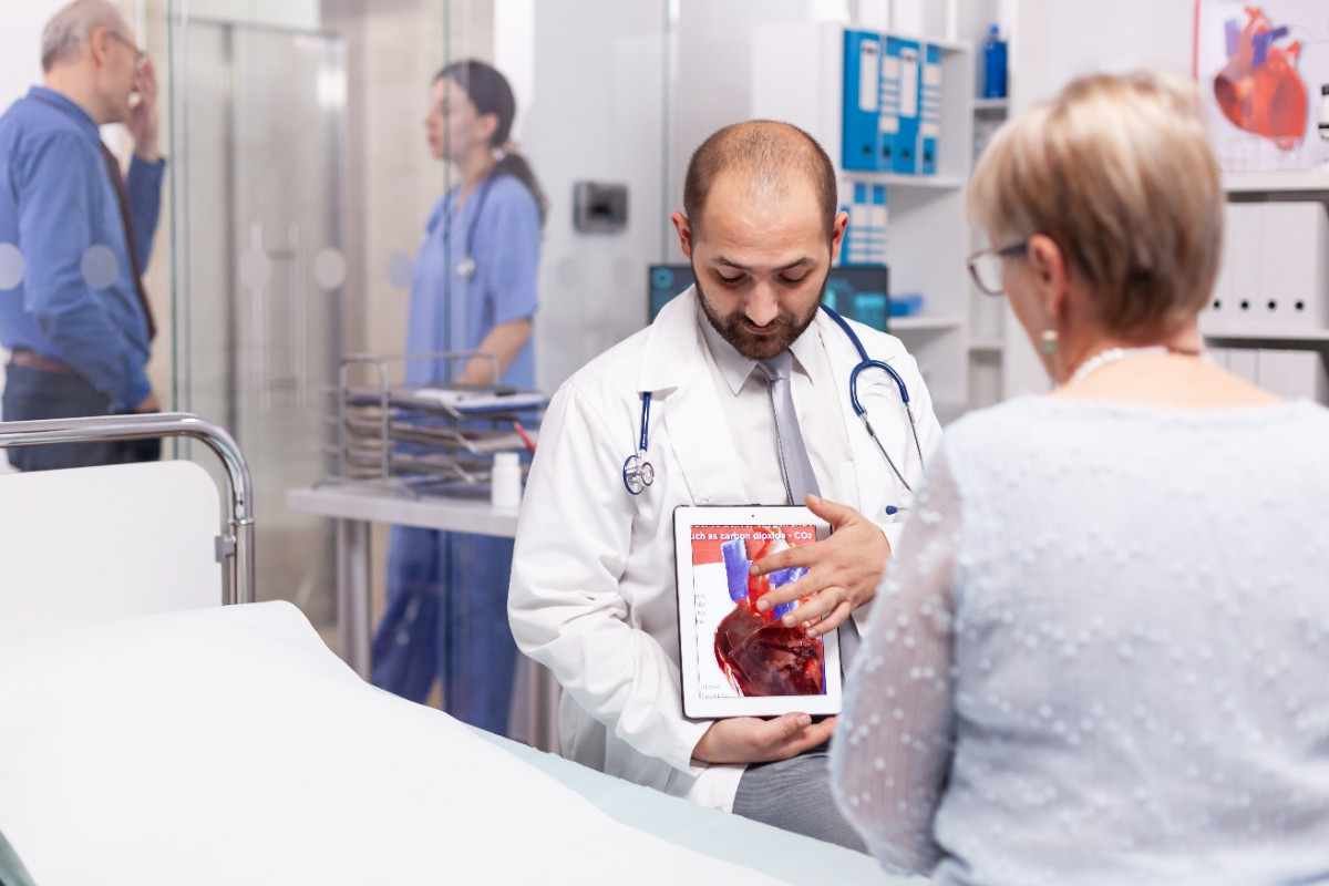 Patient preparing for a routine blood test at a diagnostic laboratory